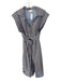 Entro Size M Blue & Brown Cotton Cap Sleeve Striped Buttons Attached Belt Dress Blue & Brown / M