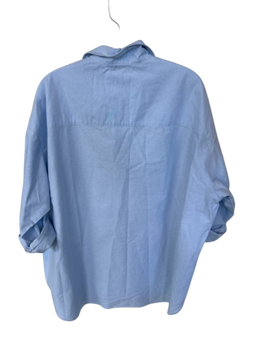 Frank & Eileen Size M Baby Blue Cotton Long acordian sleeve Solid Long Top Baby Blue / M