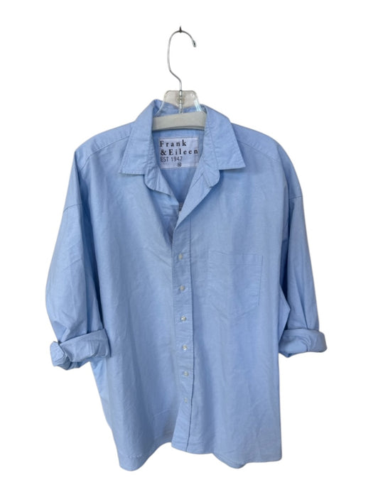 Frank & Eileen Size M Baby Blue Cotton Long acordian sleeve Solid Long Top Baby Blue / M