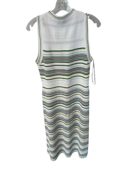 Veronica Beard Size L White & Green Viscose Blend Sleeveless Ribbed Maxi Dress White & Green / L