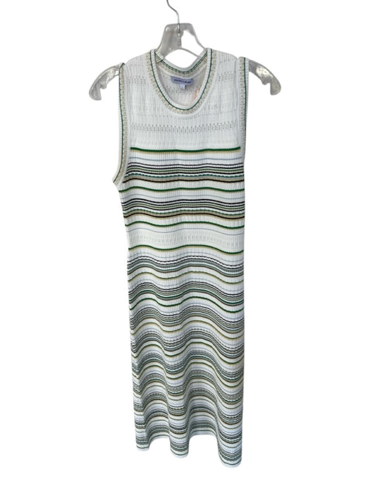 Veronica Beard Size L White & Green Viscose Blend Sleeveless Ribbed Maxi Dress White & Green / L