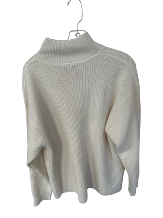Quince Size L Cream Mongolian Cashmere Half Zip Knit Long Sleeve Sweater Cream / L