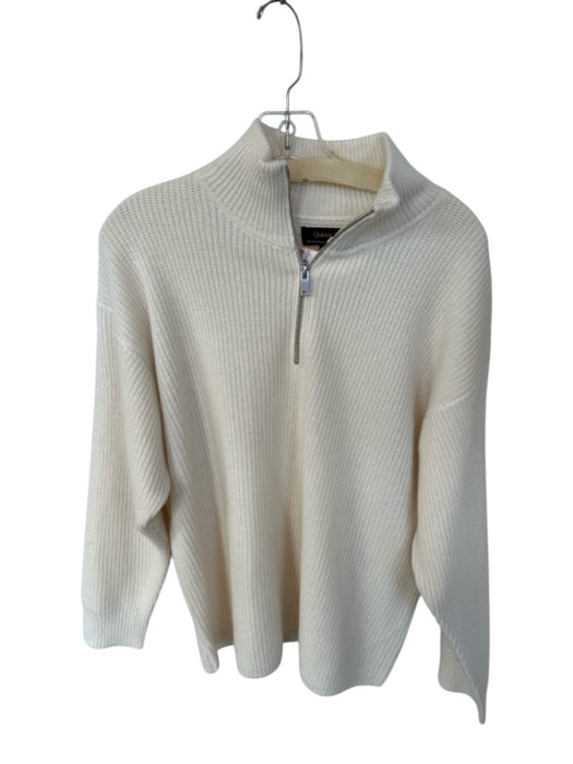Quince Size L Cream Mongolian Cashmere Half Zip Knit Long Sleeve Sweater Cream / L