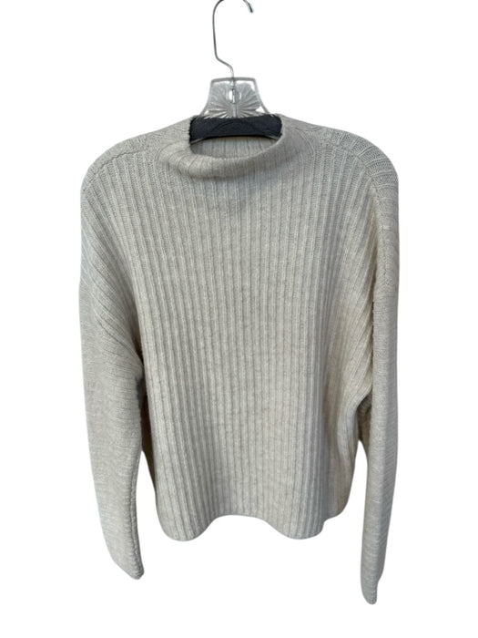 MNG Size L Bone Acrylic Blend Mock Neck Knit Long Sleeve Sweater Bone / L