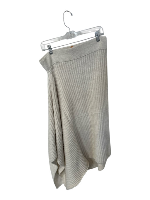 MNG Size L Bone Acrylic Blend Waist Band Knit Asymetrical Midi Skirt Bone / L