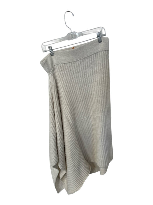 MNG Size L Bone Acrylic Blend Waist Band Knit Asymetrical Midi Skirt Bone / L