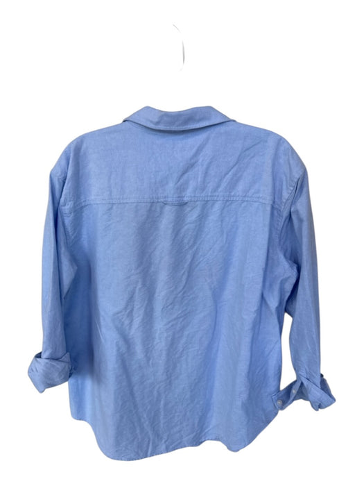 Quince Size L Light Blue Cotton Long Sleeve Button Down Front Pocket Top Light Blue / L