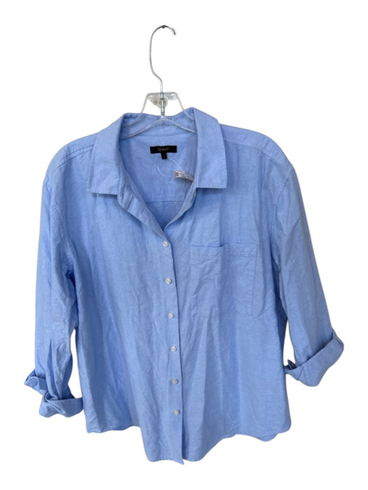 Quince Size L Light Blue Cotton Long Sleeve Button Down Front Pocket Top Light Blue / L