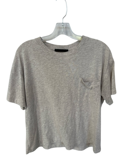 Jenny Kayne Size M Oatmeal Cotton Blend Short Sleeve Front Pocket Top Oatmeal / M