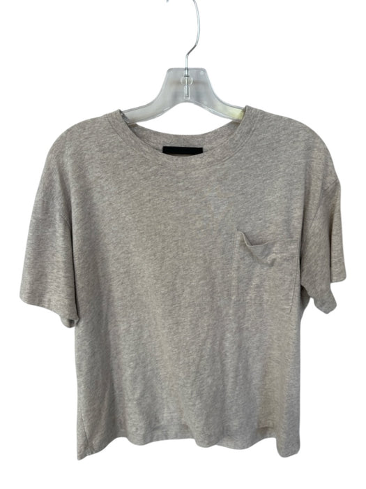 Jenny Kayne Size M Oatmeal Cotton Blend Short Sleeve Front Pocket Top Oatmeal / M