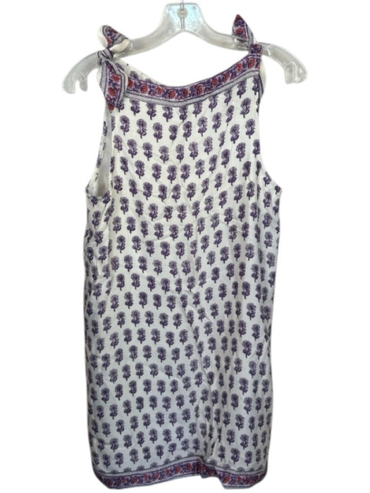 J. Crew Size S Cream & Purple Viscose Tie Straps Flowers Sleeveless Shift Dress Cream & Purple / S