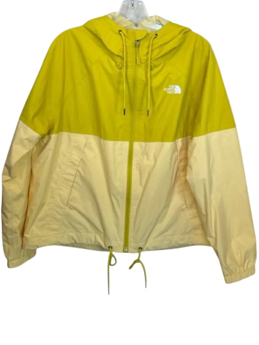 The North Face Yellow Nylon Full Zip Color Block Athletic Raincoat Yellow / L
