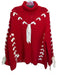For Love & Lemons Size S red & cream Wool Blend Turtle Neck Crochet Sweater red & cream / S