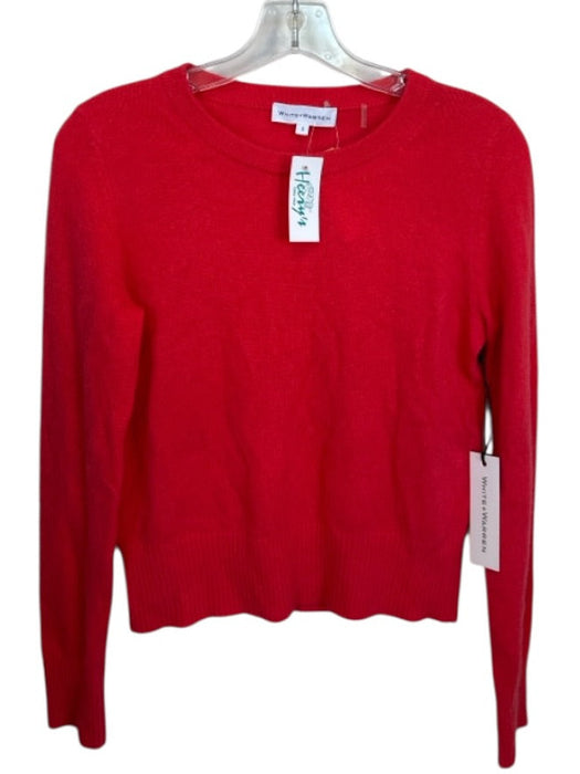 White + Warren Size S Orange Cashmere Long Sleeve Crew Neck Knit Sweater Orange / S