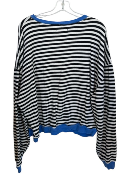 We The Free Size S Black & Blue Cotton Long Sleeve Striped Sweater Black & Blue / S