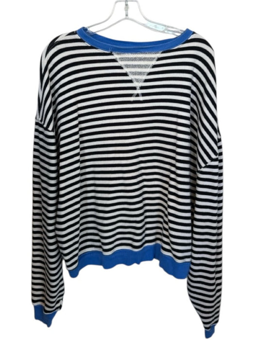 We The Free Size S Black & Blue Cotton Long Sleeve Striped Sweater Black & Blue / S