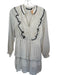 Zara Size M White & Black Polyester Long Sleeve Polka Dot Lace Trim Dress White & Black / M
