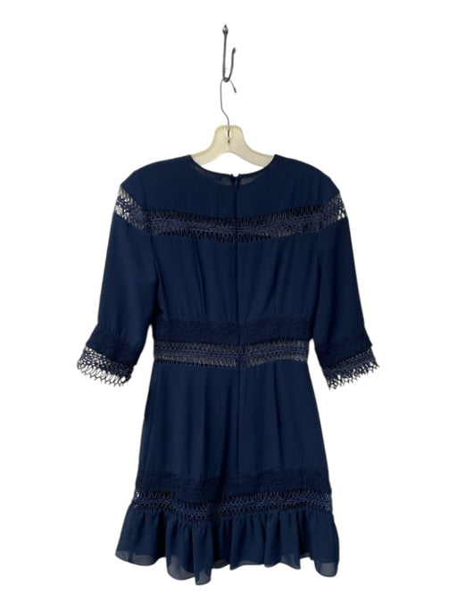 Tularosa Size XS Navy Polyester Round Neck 3/4 Sleeve Lace Detail Dress Navy / XS