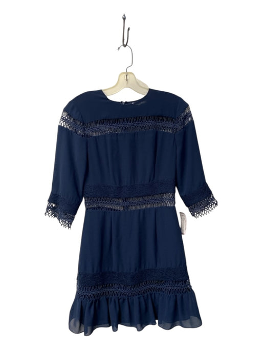 Tularosa Size XS Navy Polyester Round Neck 3/4 Sleeve Lace Detail Dress Navy / XS