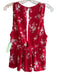 L'Academie Size S Red Polyester Sleeveless Floral Print V Neck Key Hole Back Top Red / S