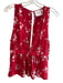 L'Academie Size S Red Polyester Sleeveless Floral Print V Neck Key Hole Back Top Red / S