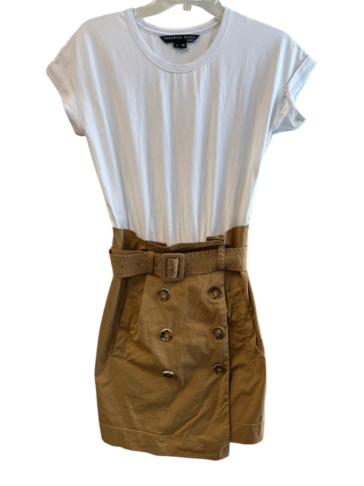Veronica Beard Size XS White & Brown No Fabric Tag Short Sleeve Two Tone Dress White & Brown / XS