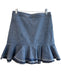 0 Degrees Celsius Cotton Denim High Rise Back Zip Ruffle Hem Above Knee Skirt Cotton