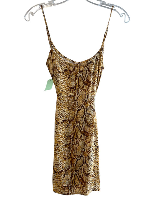 Reformation Size XS Brown Viscose Spaghetti Strap Animal Print Tie Waist Dress Brown / XS