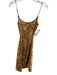 Reformation Size XS Brown Viscose Spaghetti Strap Animal Print Tie Waist Dress Brown / XS