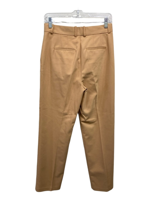 Babaton Size 6 Tan Brown Cotton & Polyester Low Rise Pleat Detail Straight Pants Tan Brown / 6