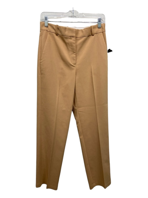 Babaton Size 6 Tan Brown Cotton & Polyester Low Rise Pleat Detail Straight Pants Tan Brown / 6