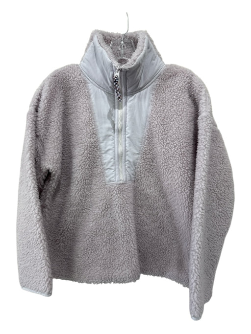 J Crew Size S Purple Cotton Quarter Zip Mock Neck Long Sleeve Fleece Jacket Purple / S