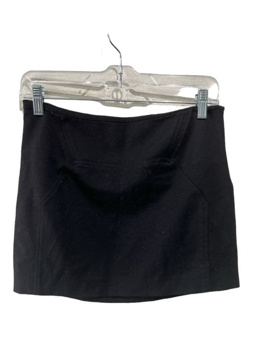 Diane Von Furstenberg Size 4 Black Wool Blend Mini Side Zip Stitch Detail Skirt Black / 4