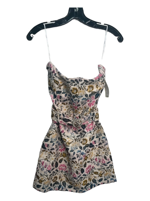 Elliatt Size Small Beige & Multi Polyester Sleeveless Corset Zip Back Mini Dress Beige & Multi / Small