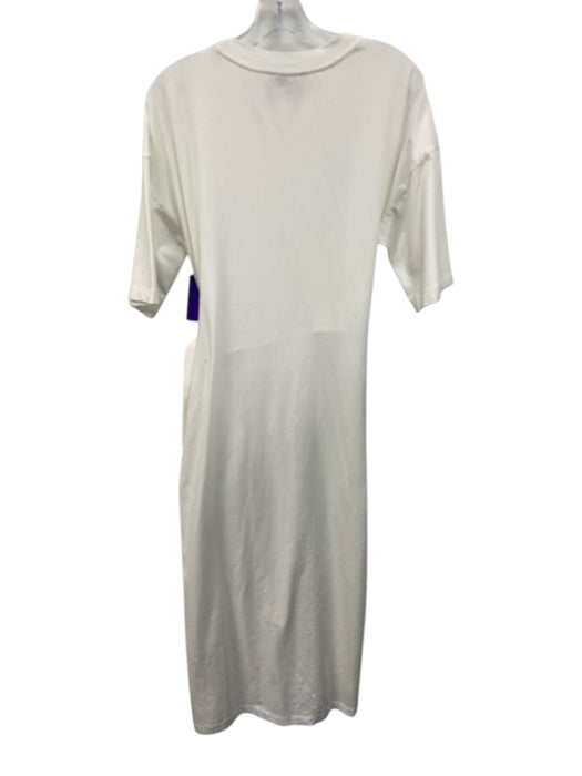 Modern Citizen Size L White Cotton Short Sleeve Midi T Shirt Dress Dress White / L