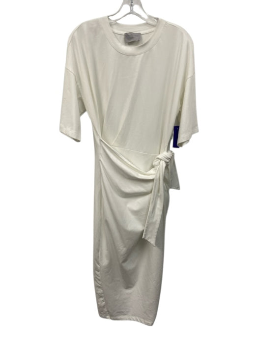 Modern Citizen Size L White Cotton Short Sleeve Midi T Shirt Dress Dress White / L