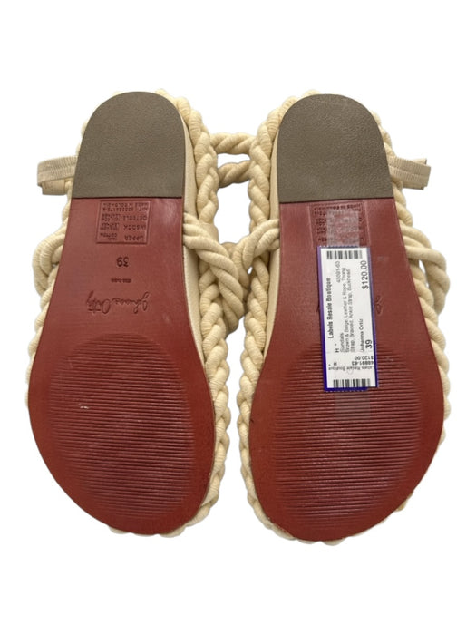 Johanna Ortiz Shoe Size 39 Brown & Beige Leather & Rope Thong Strap Sandals Brown & Beige / 39