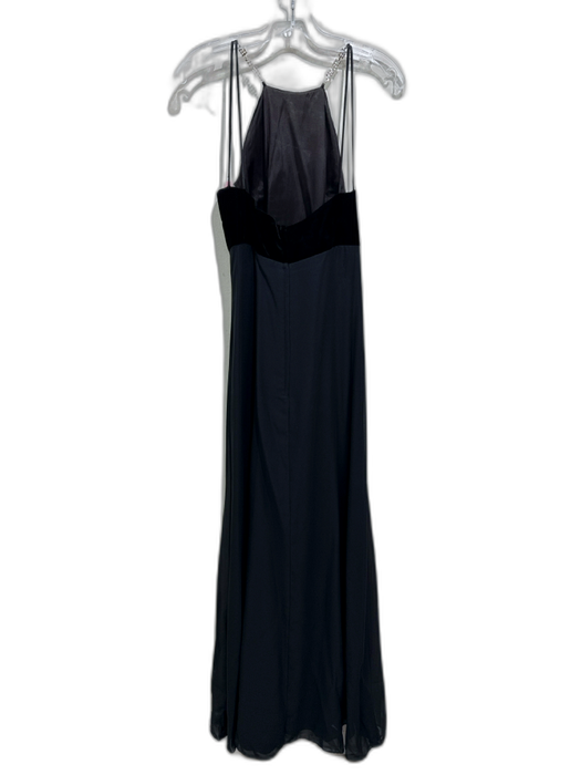Alfred Angelo Size 12 Black Polyester Blend Velvet Spaghetti Strap Gown Black / 12