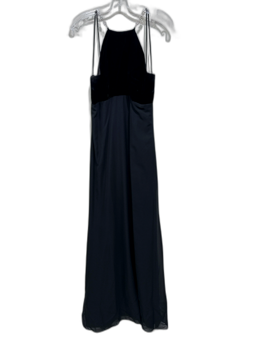 Alfred Angelo Size 12 Black Polyester Blend Velvet Spaghetti Strap Gown Black / 12