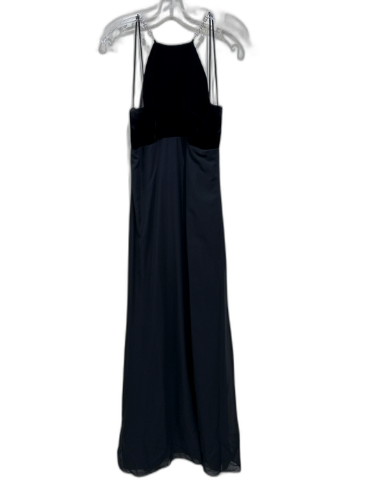 Alfred Angelo Size 12 Black Polyester Blend Velvet Spaghetti Strap Gown Black / 12