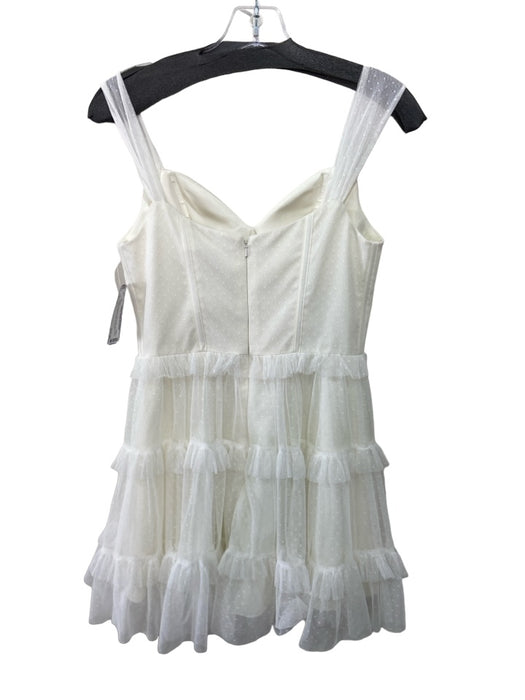 Revelry Size 2 White Polyester Swiss Dots Sleeveless Cupped Mini Dress White / 2