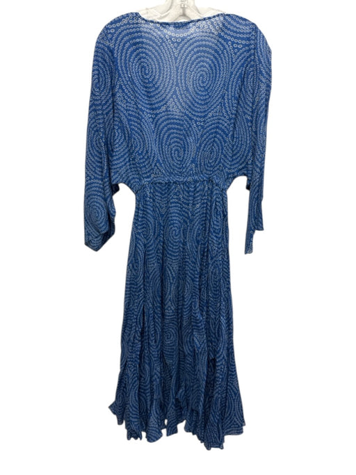 Rhode Size Est S Blue, White, Black Cotton Long Wide Sleeve V Neck Maxi Dress Blue, White, Black / Est S