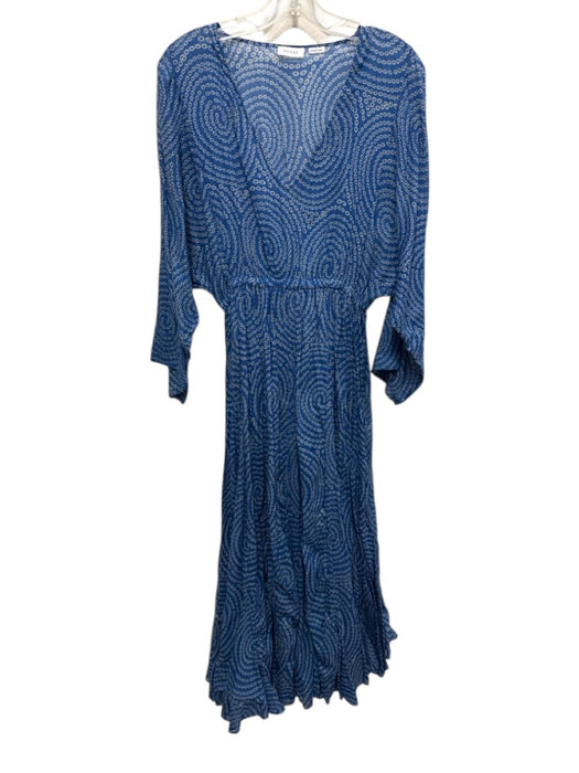 Rhode Size Est S Blue, White, Black Cotton Long Wide Sleeve V Neck Maxi Dress Blue, White, Black / Est S