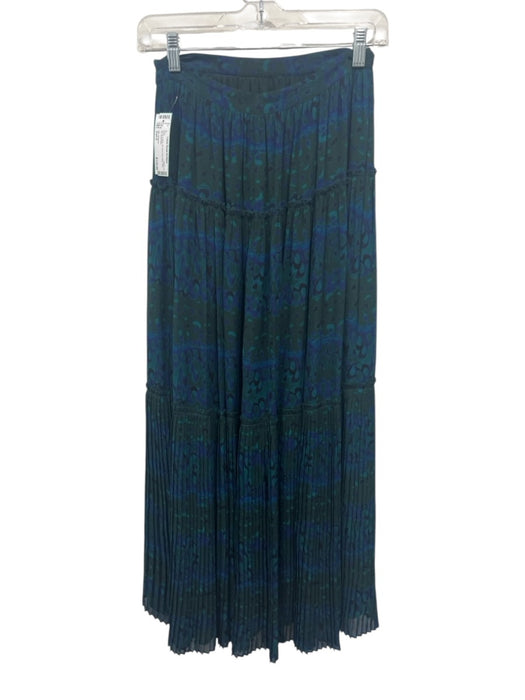 Ulla Johnson Size Est S Green & Blue All Over Print Maxi Side Zip Skirt Green & Blue / Est S
