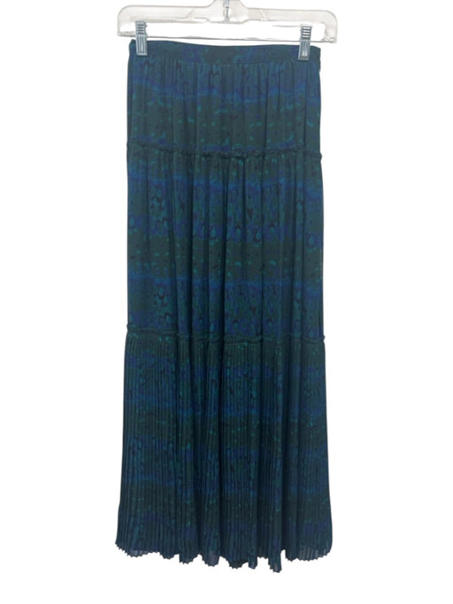 Ulla Johnson Size Est S Green & Blue All Over Print Maxi Side Zip Skirt Green & Blue / Est S