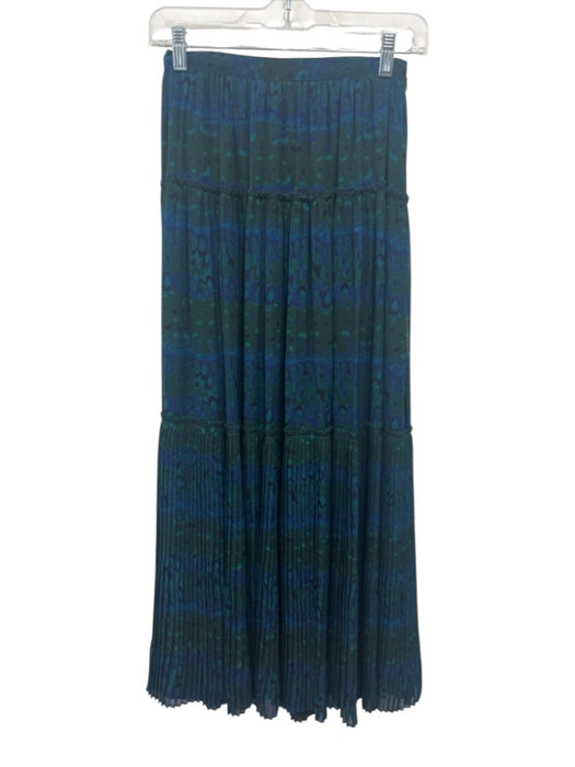 Ulla Johnson Size Est S Green & Blue All Over Print Maxi Side Zip Skirt Green & Blue / Est S