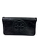 Tory Burch Black Leather Leather Logo Fold Over Shoulder Chain Clutch Bag Black / Small