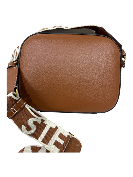 Stella McCartney Brown & White Faux Leather Gold Studs Logo guitar strap Bag Brown & White / Small