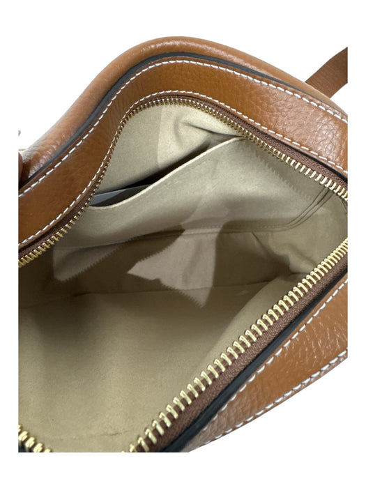 Stella McCartney Brown & White Faux Leather Gold Studs Logo guitar strap Bag Brown & White / Small