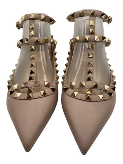 Valentino Garavani Shoe Size 38.5 Dusty Mauve Leather Rockstud Pointed Toe Flats Dusty Mauve / 38.5